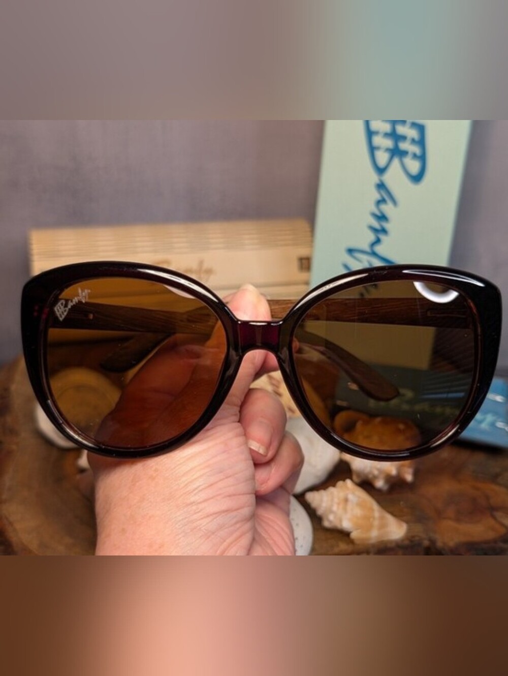 Bamfy Women's Oversized Brown Tortoiseshell Sunglasses Made With Bamboo